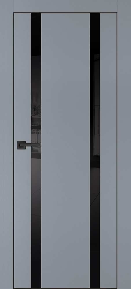 Фото Межкомнатная дверь PX-9  черная кромка с 4-х ст. Серый матовый