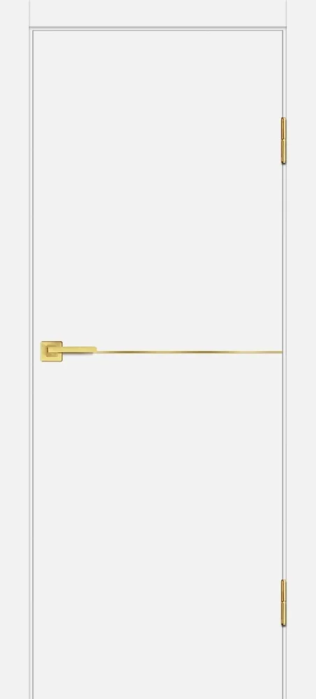 Фото Межкомнатная дверь P-19 AL золотой молдинг Белый матовый