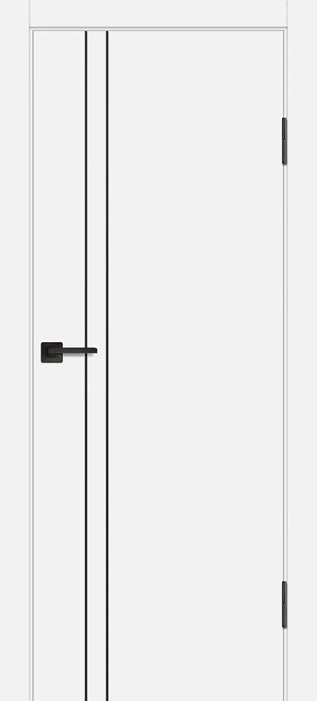 Фото Межкомнатная дверь P-20 AL черный молдинг Белый матовый